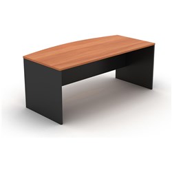 OM BOW FRONT DESK 1800W X 750-900D X 720MMH CHERRY AND CHARCOAL