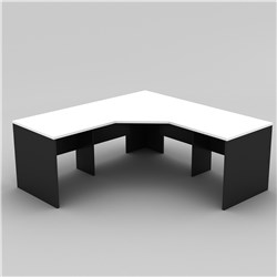 OM 3 PIECE CORNER DESK 1800/1800W X 700D X 720MMH WHITE AND CHARCOAL