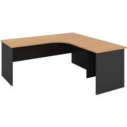 OM RADIAL CORNER WORKSTATION 1800/1800W X 700D X 720MMH BEECH AND CHARCOAL