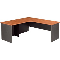 OM RADIAL CORNER WORKSTATION 1800/1800W X 700D X 720MMH CHERRY AND CHARCOAL