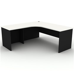 OM RADIAL CORNER WORKSTATION 1800/1800W X 700D X 720MMH WHITE AND CHARCOAL