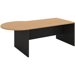 OM P SHAPE DESK 2100W X 900/1050D X 720MMH BEECH AND CHARCOAL