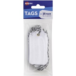 AVERY SCALLOP TAGS 85X45MM WHITE PACK OF 25