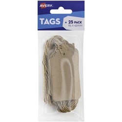 AVERY SCALLOP TAGS 85X45MM KRAFT BROWN PACK OF 25