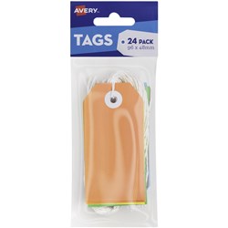 AVERY SCALLOP TAGS 96X48MM BRIGHT MULTI-COLOUR PACK OF 24