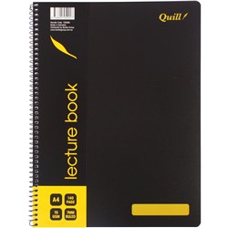 QUILL LECTURE BOOK A4 8MM RULED 70GSM 140 PAGES BLACK