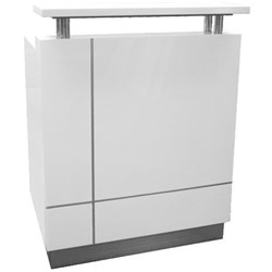 RECEPTIONIST COUNTER 880W X 690D X 1150MMH GLOSS WHITE