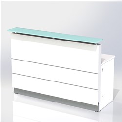 POLARIS RECEPTION COUNTER 1500W X 805D X 1120MMH GLOSS WHITE