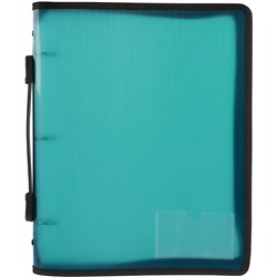 MARBIG ZIPPER BINDER WITH HANDLE A4 3 O-RING 25MM GREEN