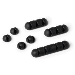 DURABLE CAVOLINE SELF-ADHESIVE CABLE CLIPS MIXED SIZES GRAPHITE PACK OF 7
