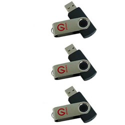 SHINTARO 8GB ROTATING POCKET USB 2.0 PACK OF 3 BLACK