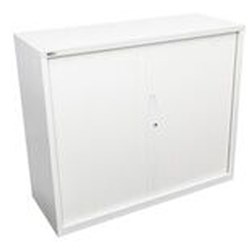 RAPIDLINE GO TAMBOUR DOOR CUPBOARD INCLUDES 2 SHELVES 1200W X 473D X 1200MMH WHITE