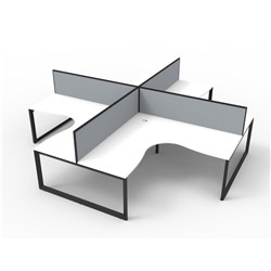 RAPIDLINE DELUXE INFINITY CORNER WORKSTATION LOOP LEG + SCREEN 3000/3000MMW WHITE/BLK