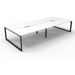 RAPIDLINE DELUXE INFINITY DESK LOOP LEG DOUBLE SIDED 4 PERSON 2400WX1530DX730MMH WHITE/BLACK