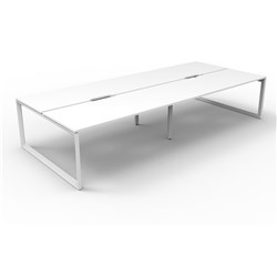RAPIDLINE DELUXE INFINITY DESK LOOP LEG DOUBLE SIDED 4 PERSON 3600WX1530DX730MMH WHITE/WHITE
