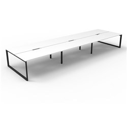 RAPIDLINE DELUXE INFINITY DESK LOOP LEG DOUBLE SIDED 6 PERSON 3600WX1530DX730MMH WHITE/BLACK