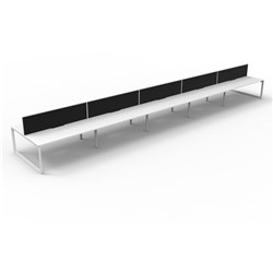 RAPIDLINE DELUXE INFINITY DESK LOOP LEG DOUBLE SIDED + SCREEN 10 PERSON 7500MMW WHITE/WHITE