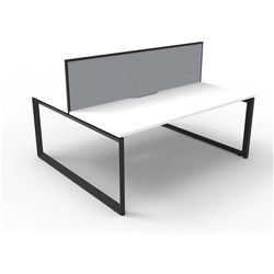 RAPIDLINE DELUXE INFINITY DESK LOOP LEG DOUBLE SIDED + SCREEN 2 PERSON 1200MMW WHITE/BLACK