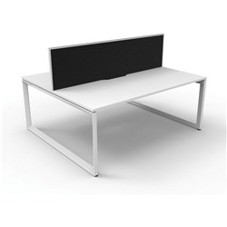 RAPIDLINE DELUXE INFINITY DESK LOOP LEG DOUBLE SIDED + SCREEN 2 PERSON 1500MMW WHITE/WHITE