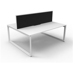 RAPIDLINE DELUXE INFINITY DESK LOOP LEG DOUBLE SIDED + SCREEN 2 PERSON 1800MMW WHITE/WHITE