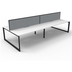 RAPIDLINE DELUXE INFINITY DESK LOOP LEG DOUBLE SIDED + SCREEN 4 PERSON 2400MMW WHITE/BLACK