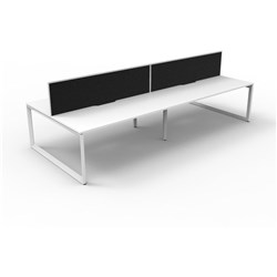 RAPIDLINE DELUXE INFINITY DESK LOOP LEG DOUBLE SIDED + SCREEN 4 PERSON 2400MMW WHITE/WHITE
