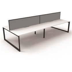 RAPIDLINE DELUXE INFINITY DESK LOOP LEG DOUBLE SIDED + SCREEN 4 PERSON 3000MMW WHITE/BLACK