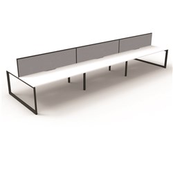 RAPIDLINE DELUXE INFINITY DESK LOOP LEG DOUBLE SIDED + SCREEN 6 PERSON 3600MMW WHITE/BLACK