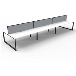 RAPIDLINE DELUXE INFINITY DESK LOOP LEG DOUBLE SIDED + SCREEN 6 PERSON 5400MMW WHITE/BLACK