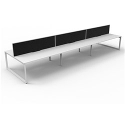 RAPIDLINE DELUXE INFINITY DESK LOOP LEG DOUBLE SIDED + SCREEN 6 PERSON 5400MMW WHITE/WHITE