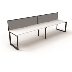 RAPIDLINE DELUXE INFINITY DESK LOOP LEG SINGLE SIDED + SCREEN 2 PERSON 2400MMW WHITE/BLACK
