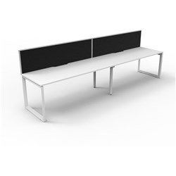 RAPIDLINE DELUXE INFINITY DESK LOOP LEG SINGLE SIDED + SCREEN 2 PERSON 3000MMW WHITE/WHITE