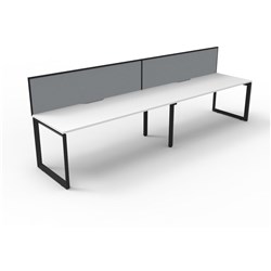 RAPIDLINE DELUXE INFINITY DESK LOOP LEG SINGLE SIDED + SCREEN 2 PERSON 3600MMW WHITE/BLACK