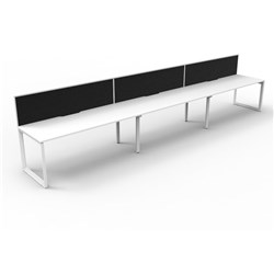 RAPIDLINE DELUXE INFINITY DESK LOOP LEG SINGLE SIDED + SCREEN 3 PERSON 4500MMW WHITE/WHITE