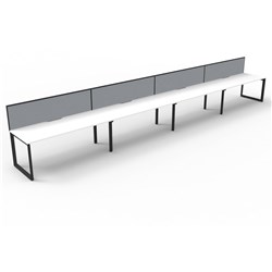 RAPIDLINE DELUXE INFINITY DESK LOOP LEG SINGLE SIDED + SCREEN 4 PERSON 7200MMW WHITE/BLACK