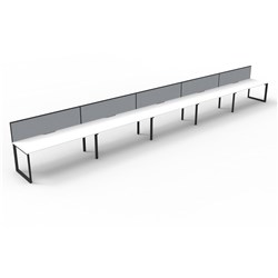 RAPIDLINE DELUXE INFINITY DESK LOOP LEG SINGLE SIDED + SCREEN 5 PERSON 7500MMW WHITE/BLACK