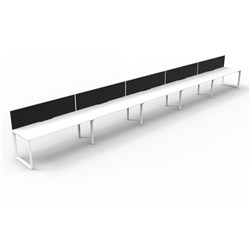 RAPIDLINE DELUXE INFINITY DESK LOOP LEG SINGLE SIDED + SCREEN 5 PERSON 7500MMW WHITE/WHITE