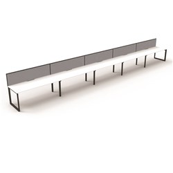 RAPIDLINE DELUXE INFINITY DESK LOOP LEG SINGLE SIDED + SCREEN 5 PERSON 9000MMW WHITE/BLACK