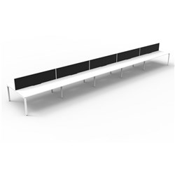 RAPIDLINE DELUXE INFINITY DESK PROFILE LEG TWO SIDED + SCREEN 10 PERSON 6000MMW WHITE/WHITE