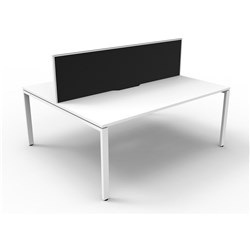 RAPIDLINE DELUXE INFINITY DESK PROFILE LEG TWO SIDED + SCREEN 2 PERSON 1500MMW WHITE/WHITE