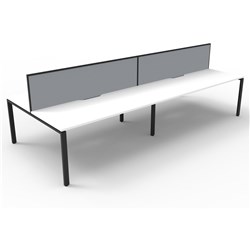RAPIDLINE DELUXE INFINITY DESK PROFILE LEG TWO SIDED + SCREEN 4 PERSON 2400MMW WHITE/BLACK