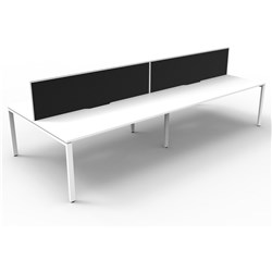 RAPIDLINE DELUXE INFINITY DESK PROFILE LEG TWO SIDED + SCREEN 4 PERSON 3000MMW WHITE/WHITE
