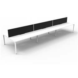 RAPIDLINE DELUXE INFINITY DESK PROFILE LEG TWO SIDED + SCREEN 6 PERSON 4500MMW WHITE/WHITE