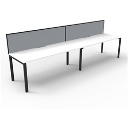 RAPIDLINE DELUXE INFINITY DESK PROFILE LEG ONE SIDED + SCREEN 2 PERSON 3000MMW WHITE/BLACK