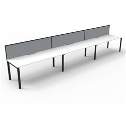 RAPIDLINE DELUXE INFINITY DESK PROFILE LEG ONE SIDED + SCREEN 3 PERSON 3600MMW WHITE/BLACK