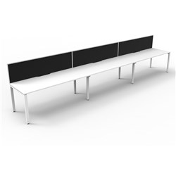 RAPIDLINE DELUXE INFINITY DESK PROFILE LEG ONE SIDED + SCREEN 3 PERSON 4500MMW WHITE/WHITE