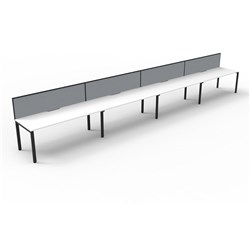 RAPIDLINE DELUXE INFINITY DESK PROFILE LEG ONE SIDED + SCREEN 4 PERSON 7200MMW WHITE/BLACK