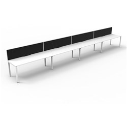 RAPIDLINE DELUXE INFINITY DESK PROFILE LEG ONE SIDED + SCREEN 4 PERSON 7200MMW WHITE/WHITE