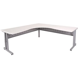 RAPIDLINE C LEG CORNER WORKSTATION 1500/1500W X 700D X 730MMH NATURAL WHITE/SILVER