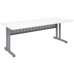 RAPIDLINE C LEG DESK 1500W X 700D X 730MMH NATURAL WHITE/SILVER